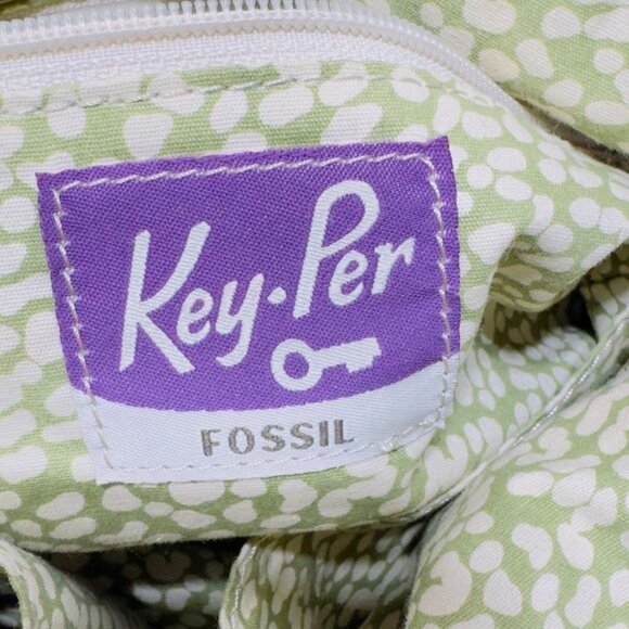 FOSSIL Women's Key-Per Quilted Black Tote Bag Leather Trim & Polka Dot Lining - Picture 11 of 14